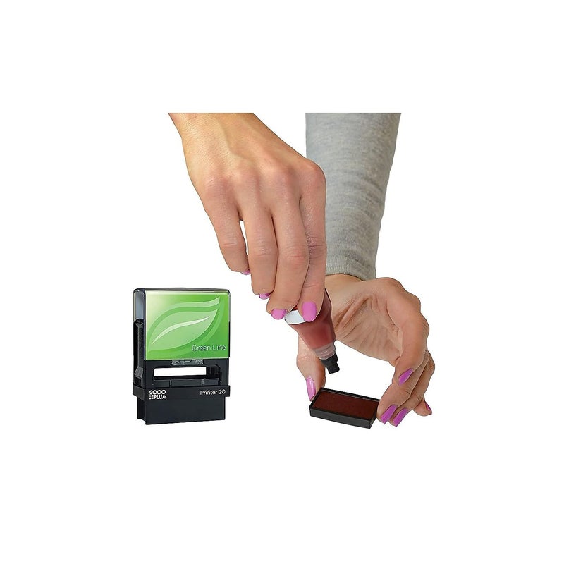 2000 PLUS Green Line Self-Inking Message Stamp, RECEIVED, 80% Recycled, 1 1/2" x 9/16" Impression, Red Ink (098372) - Image 2